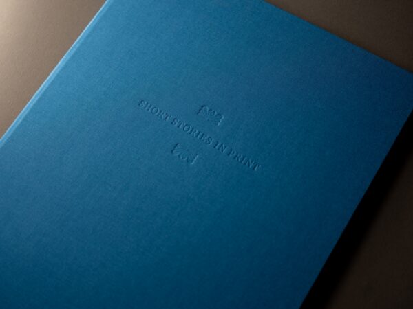 The handbound cover of Short Stories in Print