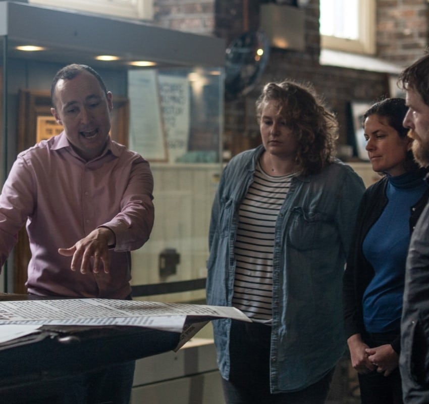 A tour guide talks about the printing of the Irish Proclamation of 1916