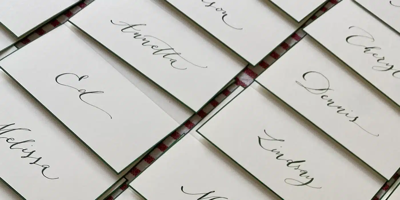 Calligraphy Workshop close up of multiple cards