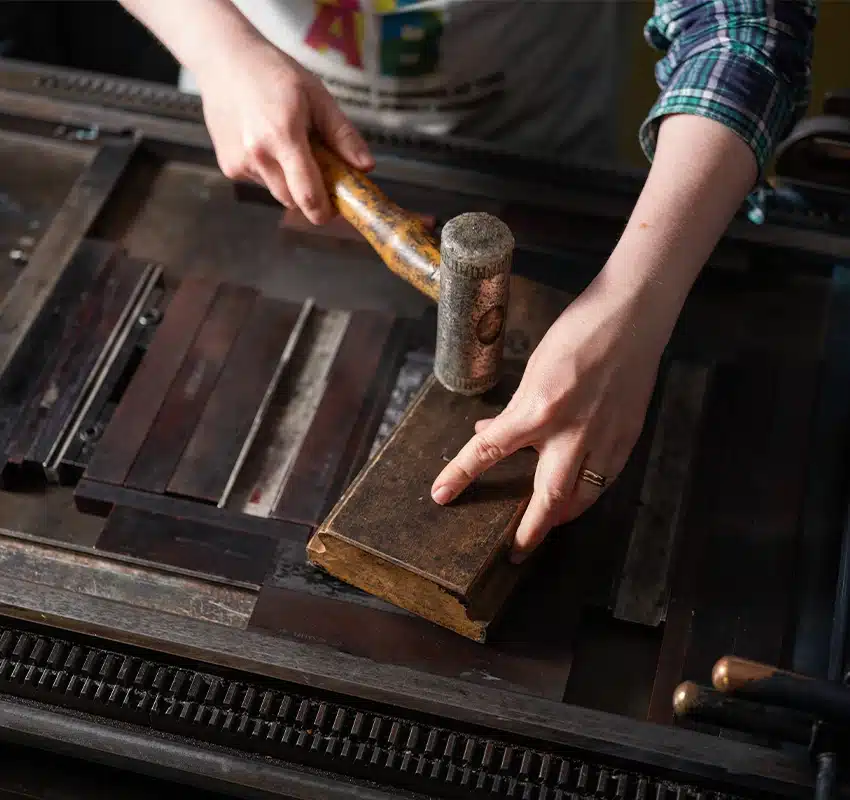Close up of print block work