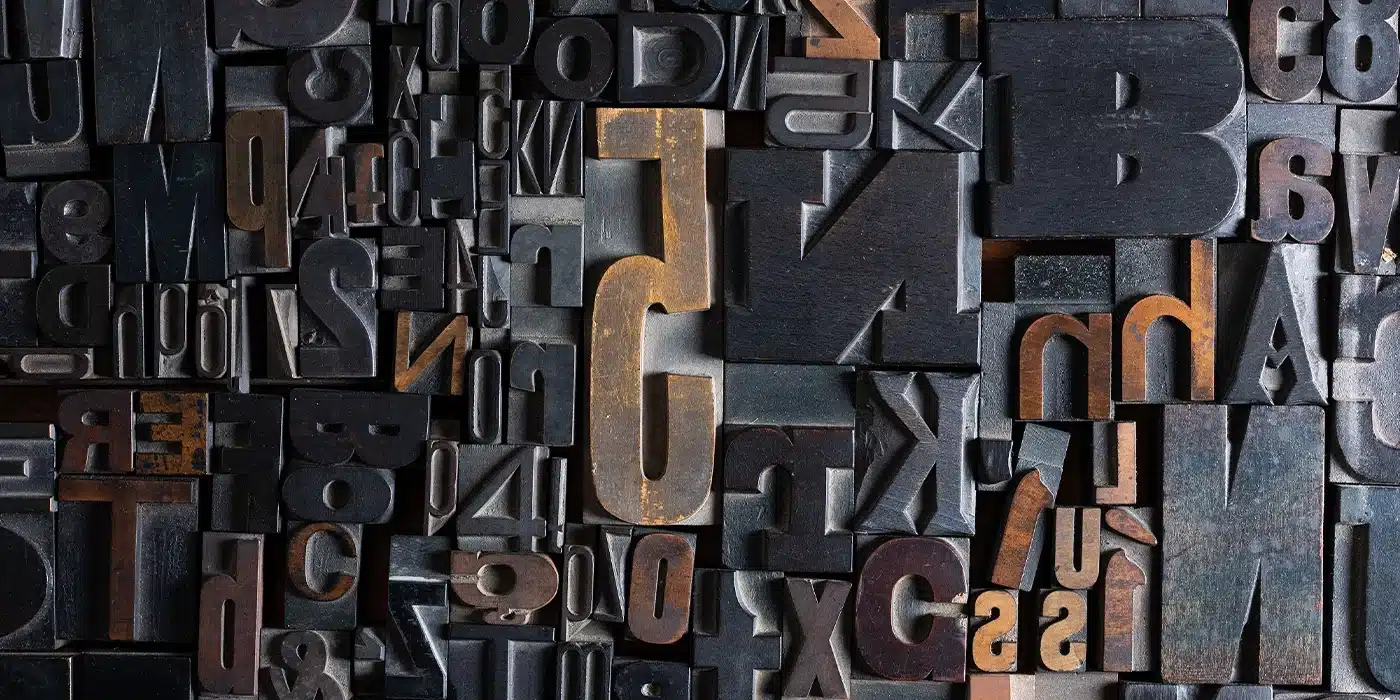 Close up of wood type