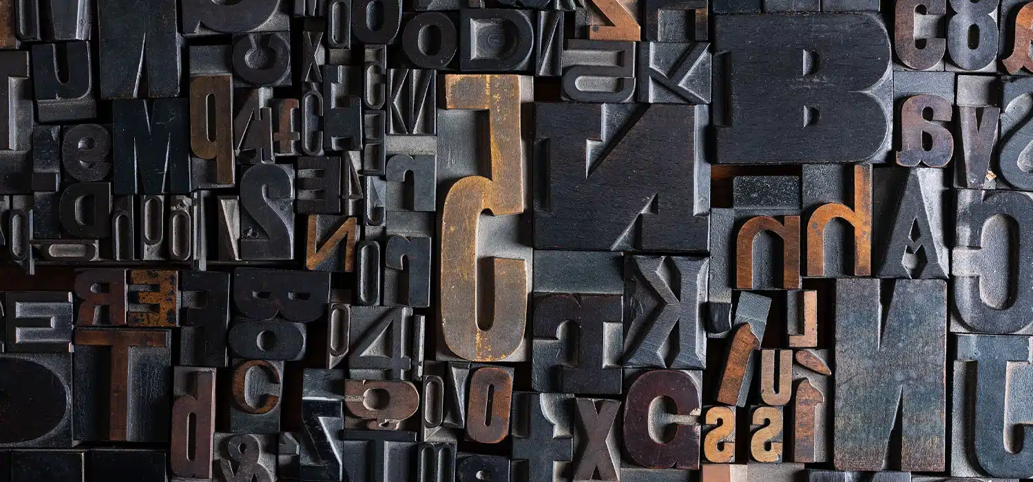Close up of wood type