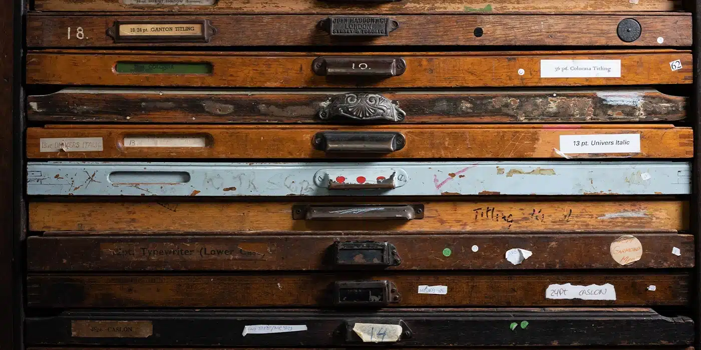 Type Drawers old and worn