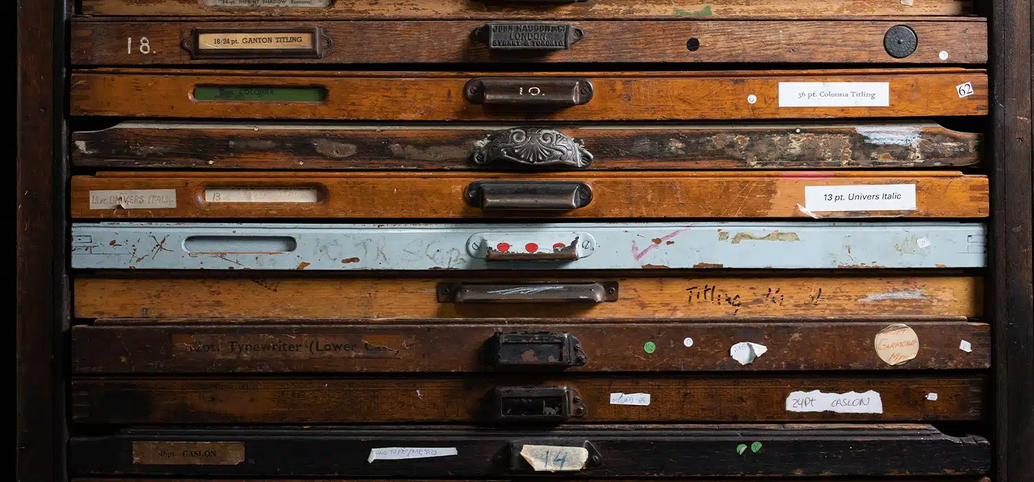 Type Drawers old and worn
