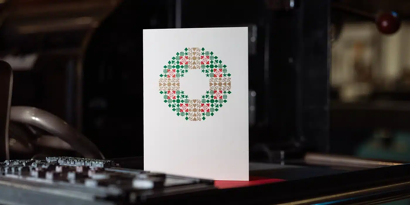 christmas card print on printer press
