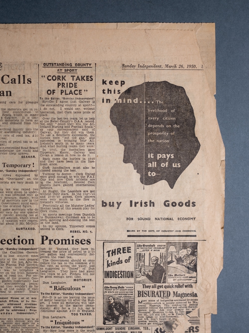 Newspaper ad promoting Irish goods