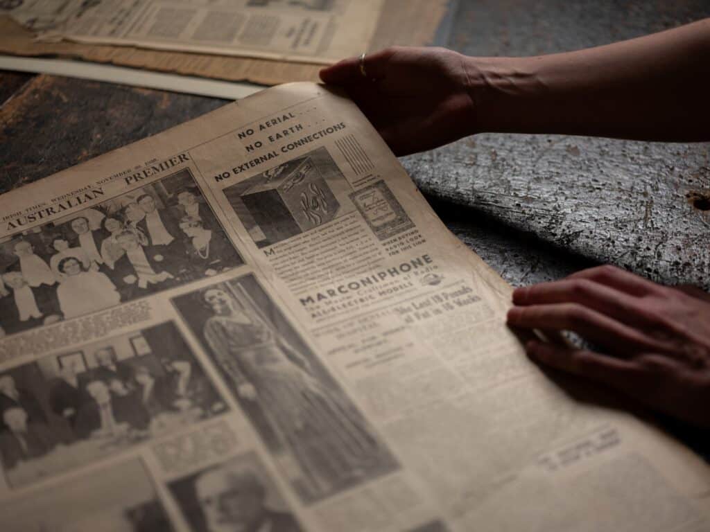 Newspaper ad for a Marconiphone