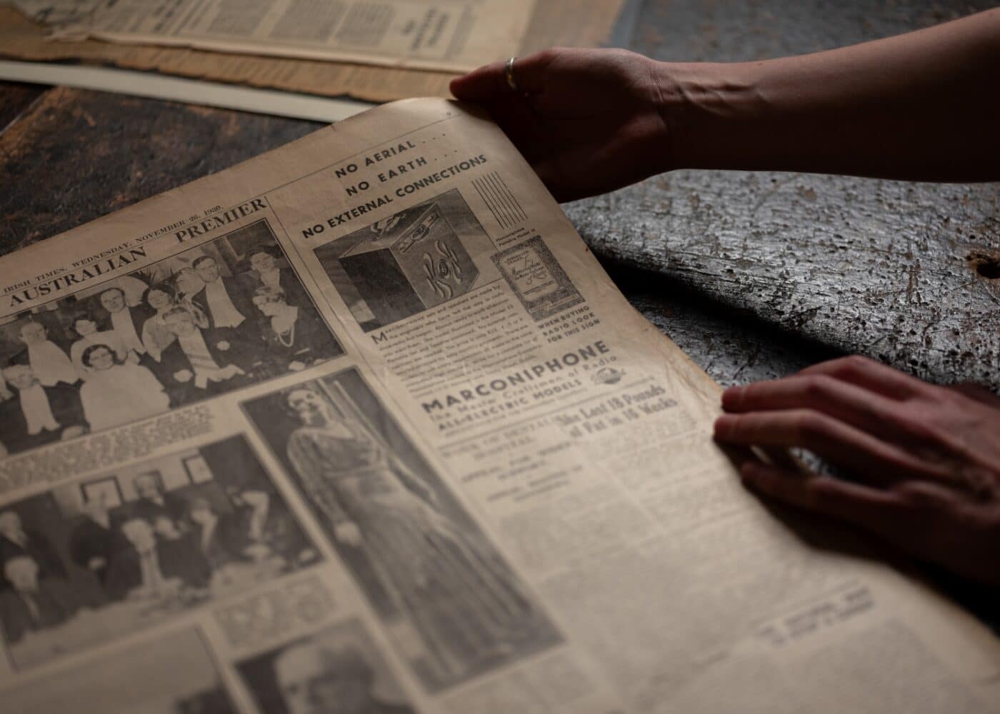 Newspaper ad for a Marconiphone