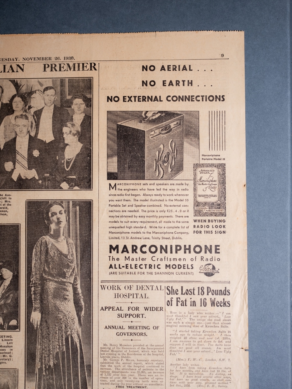 Newspaper ad for a Marconiphone
