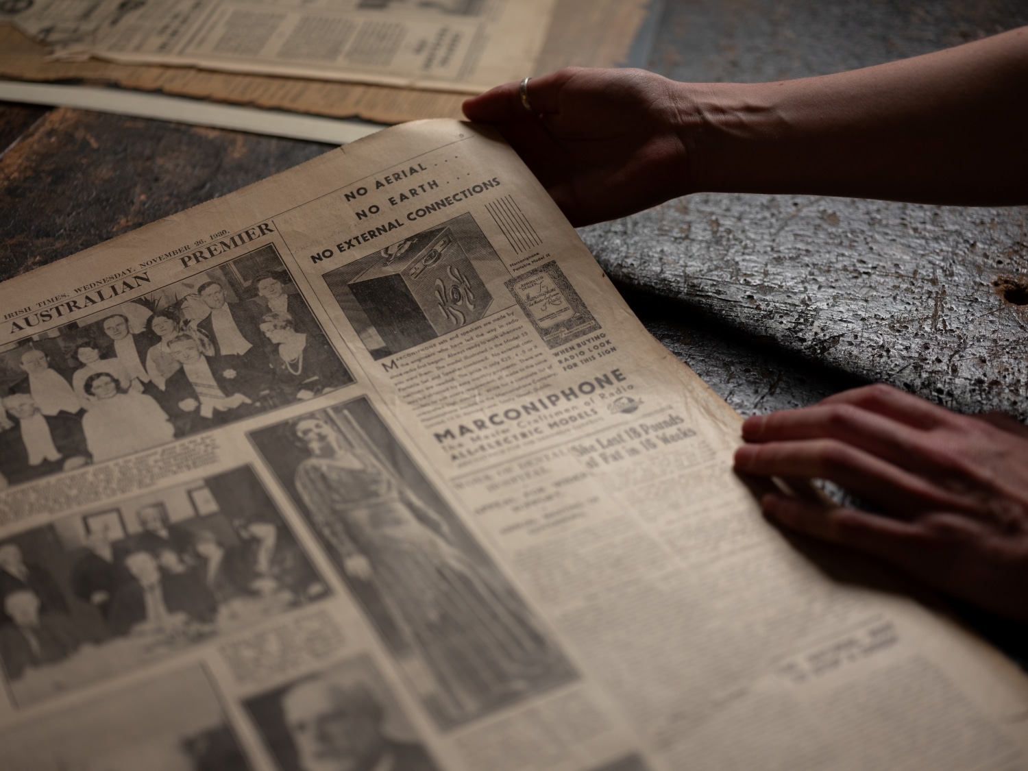 Newspaper ad for a Marconiphone