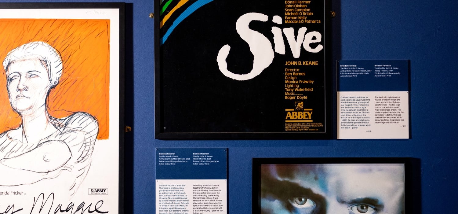 Posters for 'Big Maggie' and 'Sive' on display at the National Print Museum