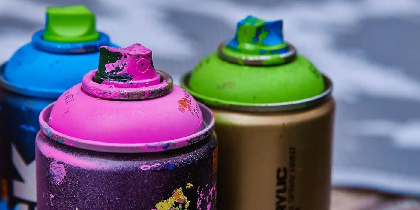 The tops of graffiti spray cans.